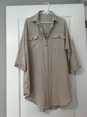 💕 Bsubseach Women’s Modern Beach Cover-Up – Apricot (XXL), Like New 💕